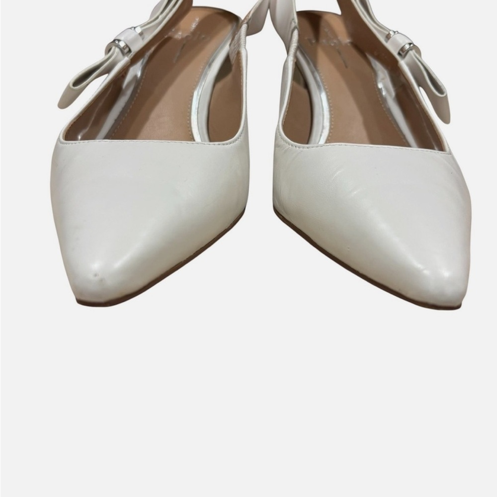 Elegant White Sling Back Pointed Toe Heels Bow Detail Pumps 6.5 - Picture 4 of 10